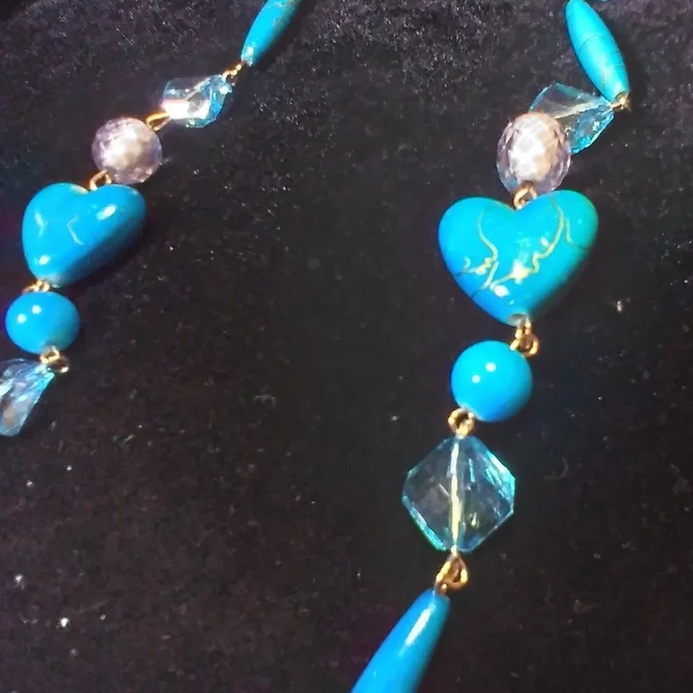 Beautiful Multi Beaded Necklace with Hearts